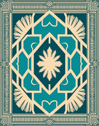 Art Deco Teal Geometric Pattern Rug