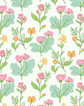 Whimsical Pink Yellow Floral Pattern Rug