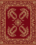 Rich Burgundy Gold Floral Pattern Rug
