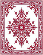 Classic Red White Medallion Border Rug