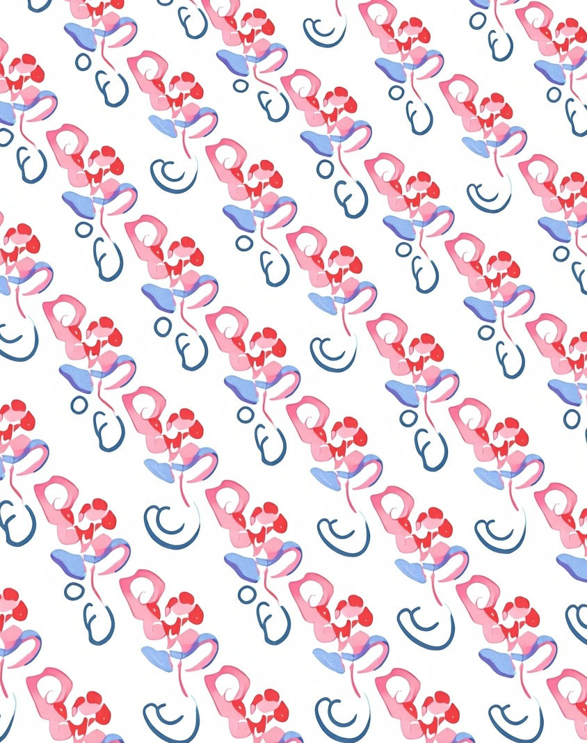 Watercolor Floral Pattern with Swirls Rug