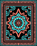 Bold Teal Coral Mandala Pattern Rug
