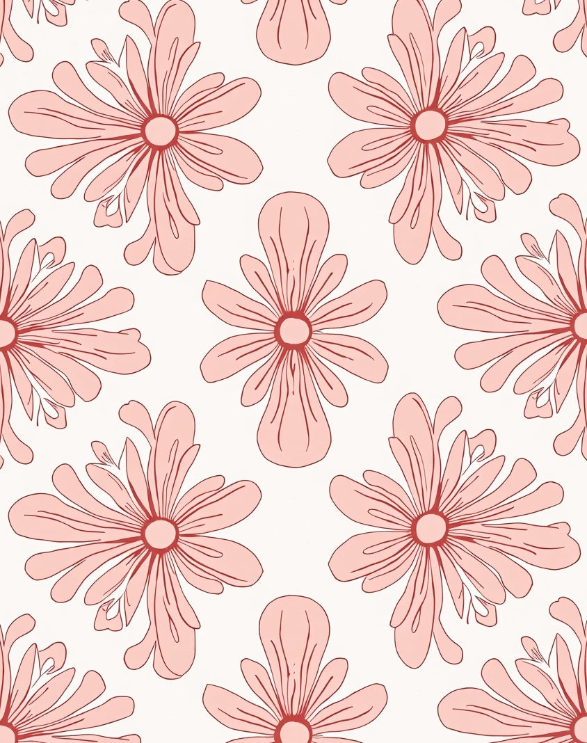 Retro Floral Outline Print Rug