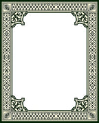 Ornate Green Ivory Geometric Pattern Rug