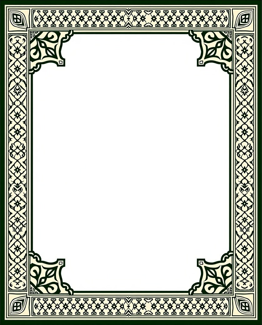 Ornate Green Ivory Geometric Pattern Rug