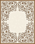 Floral Swirls Brown Cream Ornament Rug