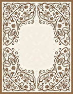 Floral Swirls Brown Cream Ornament Rug