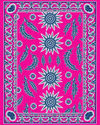 Bright Pink Starburst Leaf Medallion Rug