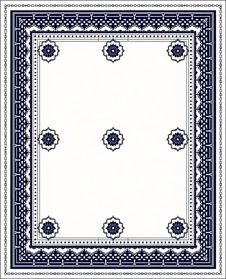 Classic Damask Floral Lattice Border Rug