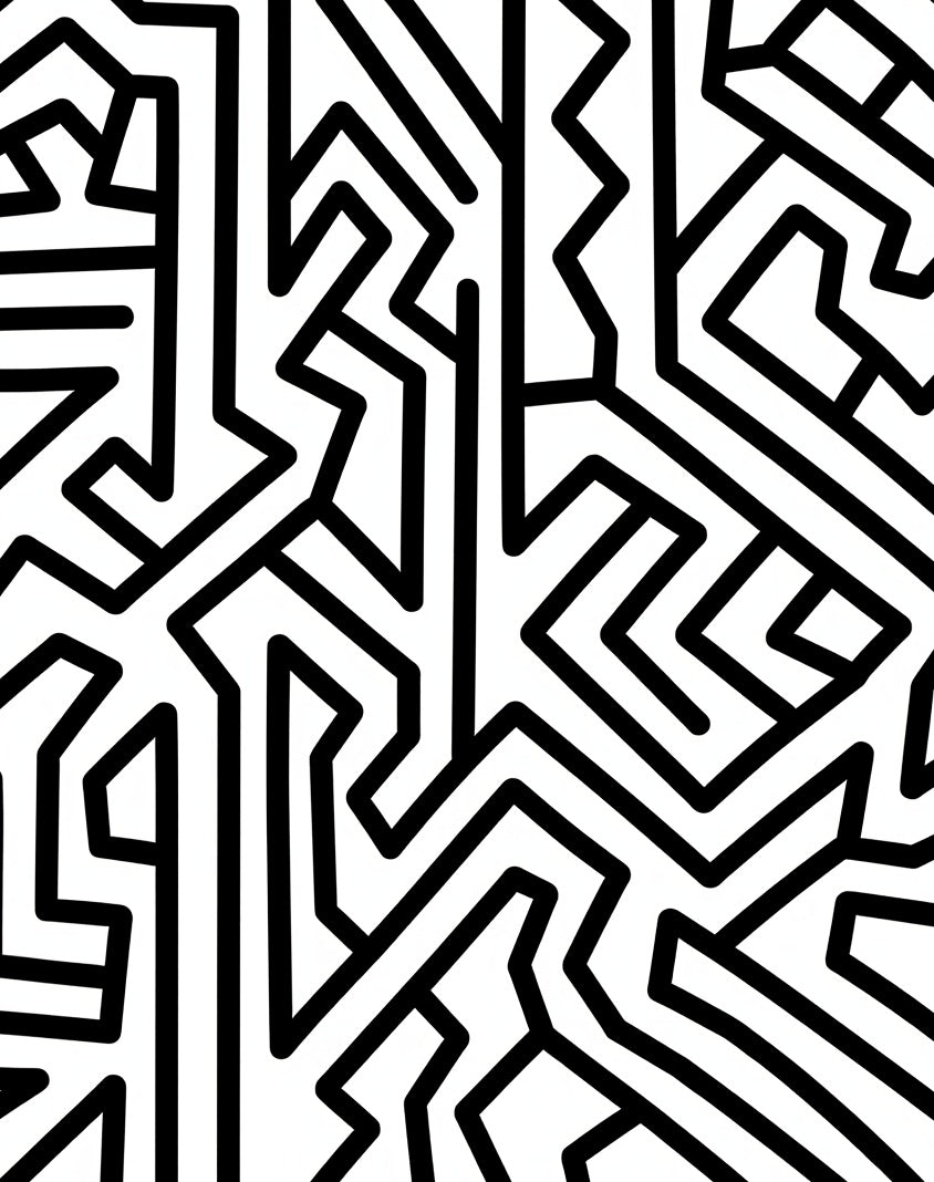 Abstract Geometric Maze Pattern Rug