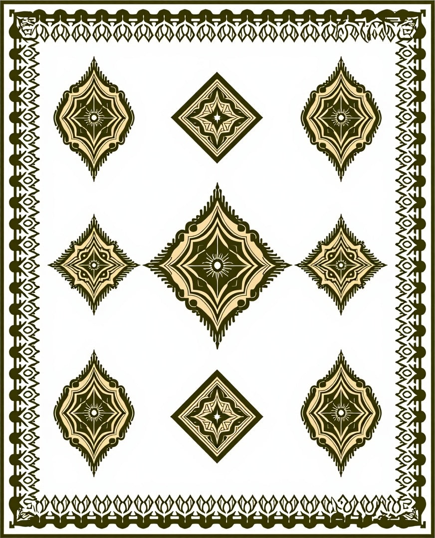 Ornate Diamond Pattern With Border Rug
