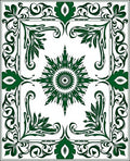 Green Floral Star Mandala Pattern Rug