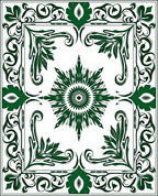 Green Floral Star Mandala Pattern Rug