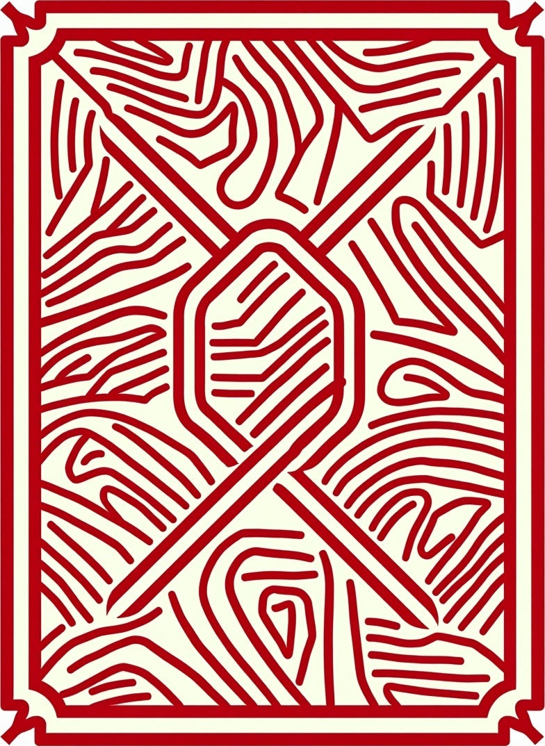 Red and Cream Abstract Line Art Rug