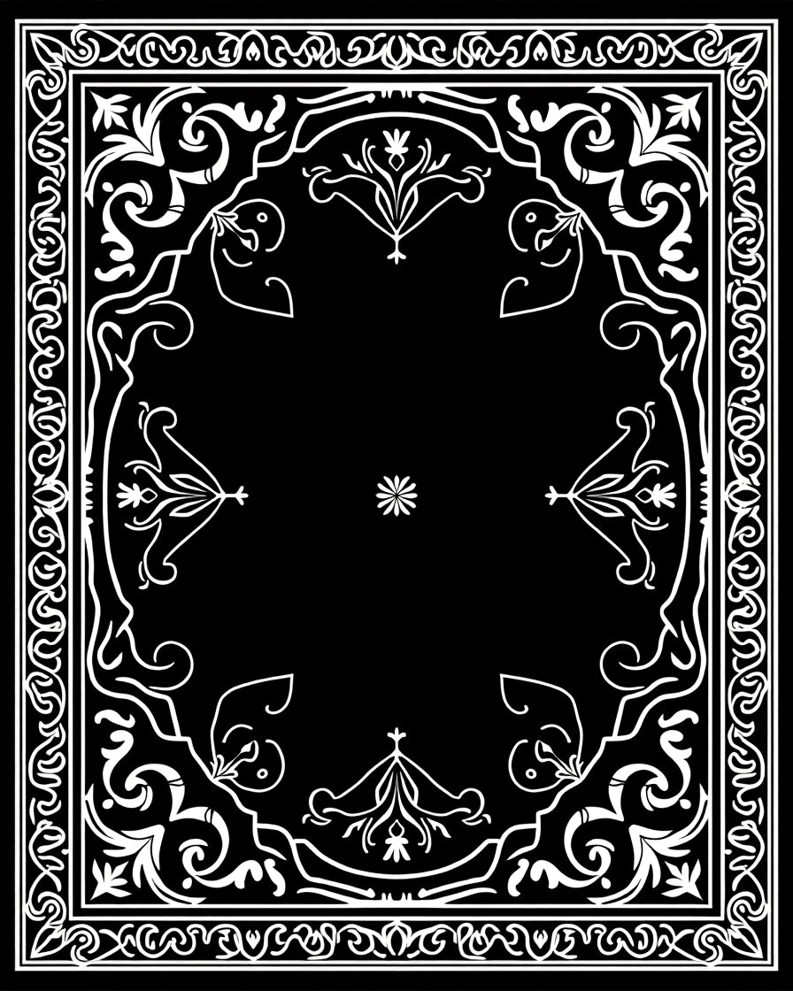 Ornate Floral Scroll Pattern Rug