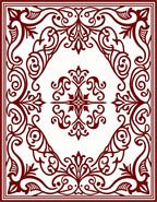 Ornate Red Damask Scrollwork Pattern Rug