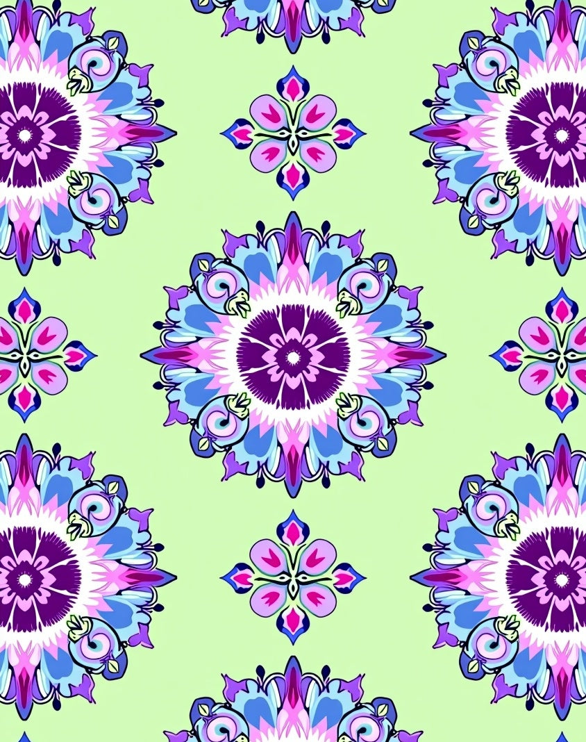 Vibrant Violet Swirl Floral Pattern Rug
