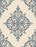 Elegant Gray Floral Damask Pattern Rug