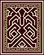 Regal Burgundy Gold Geometric Design Rug