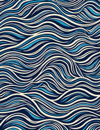 Modern Blue Cream Wave Pattern Rug