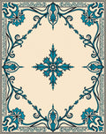 Turquoise Floral Scrollwork Pattern Rug