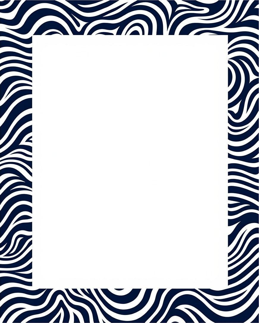 Navy and White Swirl Pattern Rug