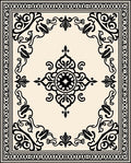 Classic Black Beige Ornamental Design Rug