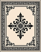 Ornate Black Floral Medallion Rug
