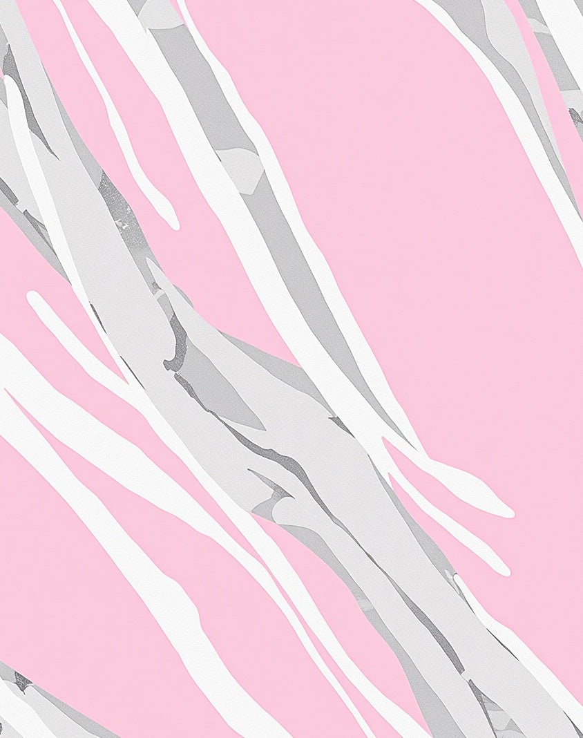 Pink Gray White Wavy Stripes Rug