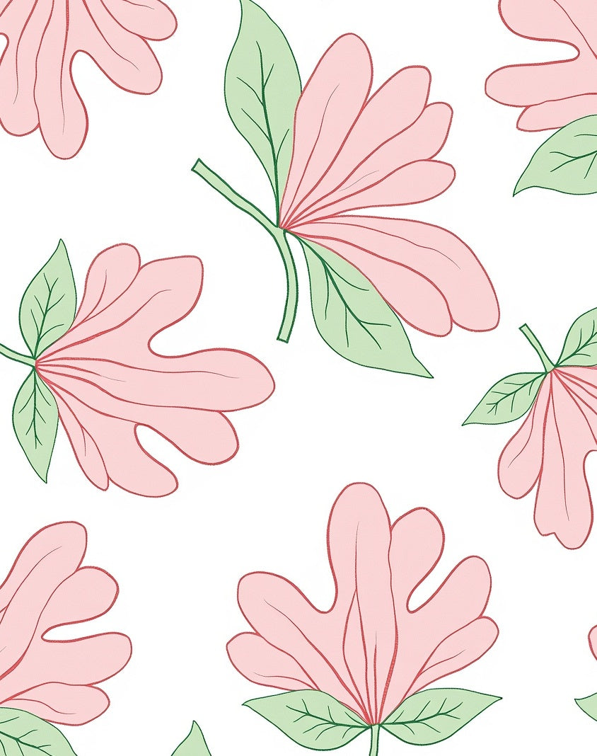 Pink Green Floral Pattern Rug