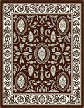 Ornate Floral Brown Cream Bordered Rug