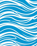 Blue White Flowing Wave Pattern Rug
