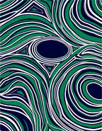 Abstract Wavy Green And Navy Swirls Rug