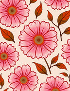 Pink Floral Pattern With Orange Leaves Rug