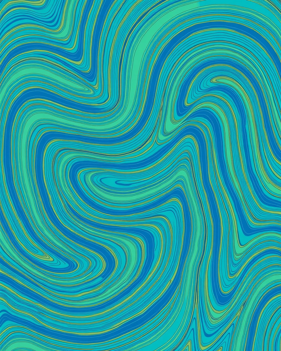 Abstract Swirl Aqua Stripe Design Rug