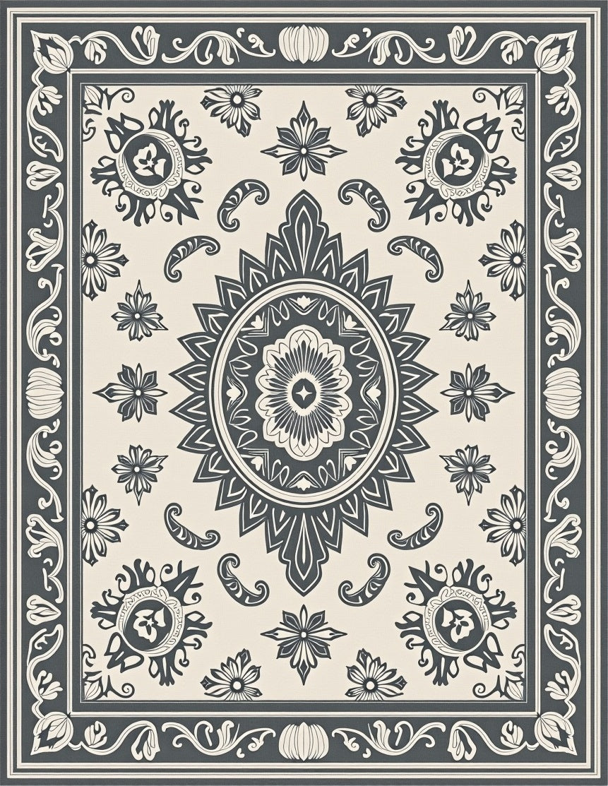 Ornate Floral Mandala Patterned Rug