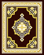 Ornate Brown Gold Geometric Art Rug