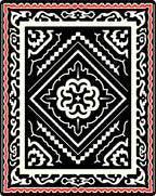 Ornate Black and Red Geometric Pattern Rug