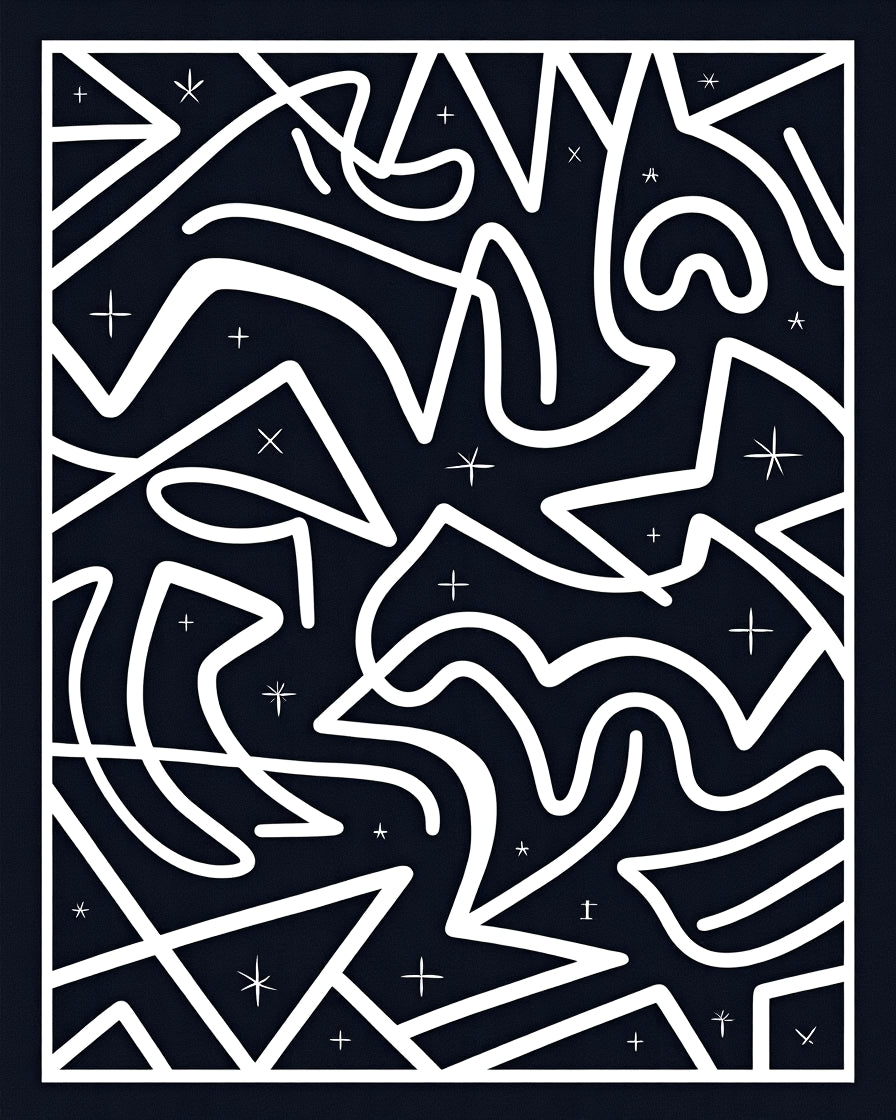 Abstract Swirl Geometric Star Pattern Rug