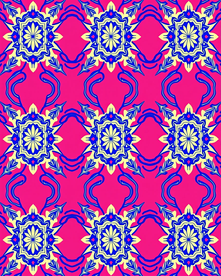 Radiant Blue Yellow Floral Pattern Rug