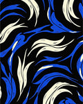 Abstract Blue Ivory Streak Design Rug