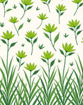 Green Floral With Grass Pattern Rug
