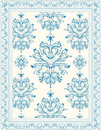 Classic Floral Damask Blue Pattern Rug