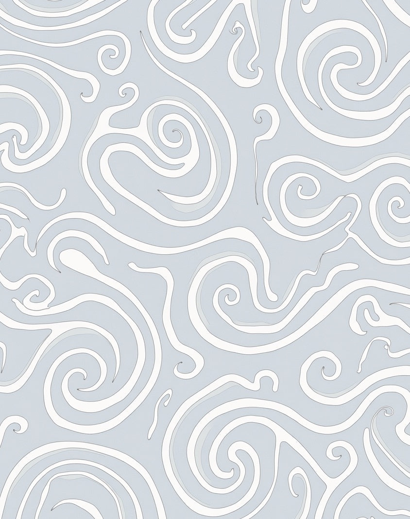 Abstract Swirls Light Blue Graphic Rug