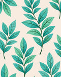 Teal Leaf Branch Pattern Design Rug