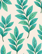 Teal Leaf Branch Pattern Design Rug