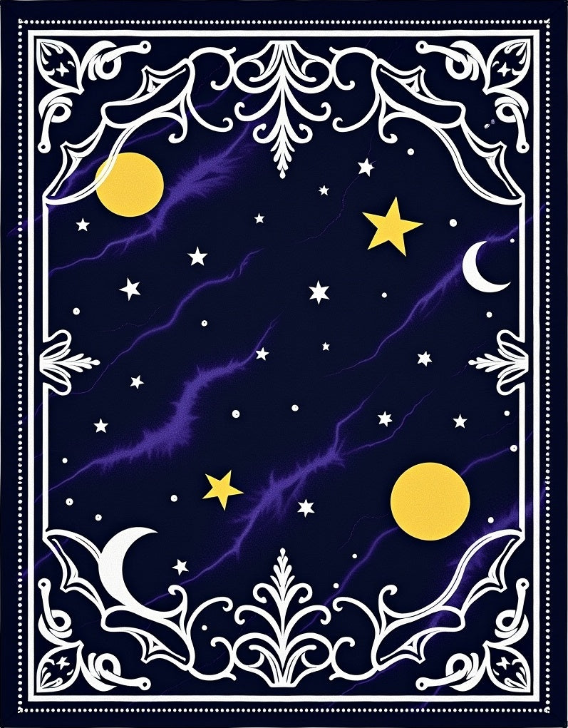 Celestial Night Sky Pattern Rug