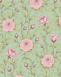 Vintage Pink Rose Floral Vine Pattern Rug