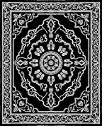 Intricate Black and White Floral Medallion Rug