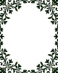 Dark Green Floral Scroll Border Rug